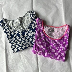 2 Crewcuts kids tank tops size 14 blue and pink patterned girls VGUC